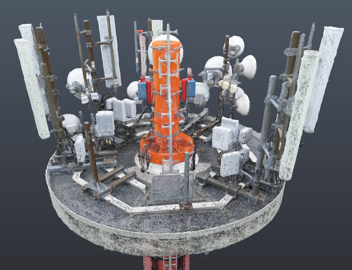 3D LiDAR point cloud of a telecom tower platform