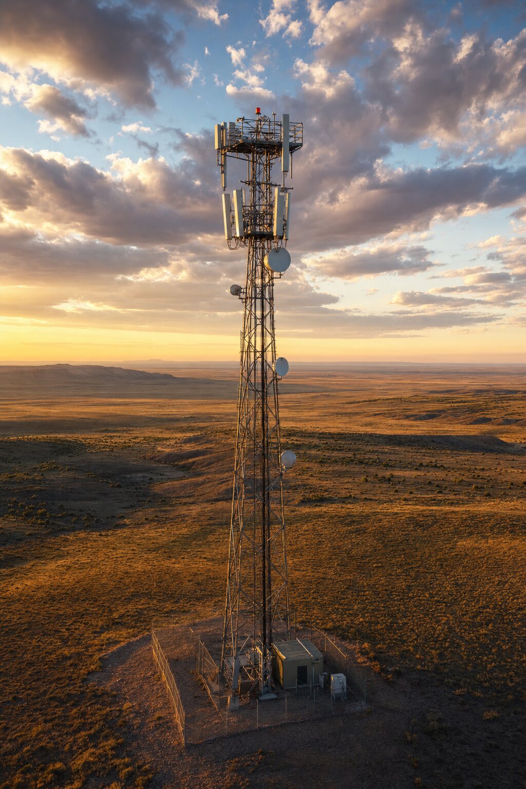 Self-support lattice telecom tower in the American Southwest